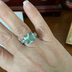 Size 8 blue aquamarine color silver